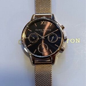 OLIVIA BURTON MIDI DIAL CHRONOGRAPH WATCH WITH 30MM DARK BROWN FACE